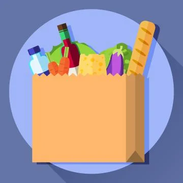 Vector icon of grocery bag Stock Illustration