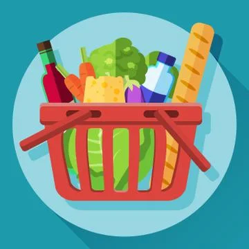 Vector icon of grocery cart Stock Illustration