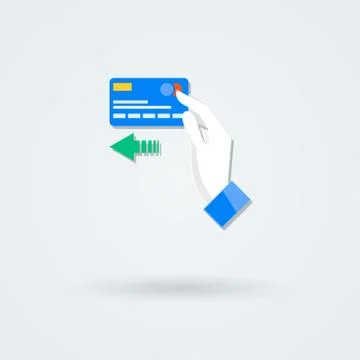 Vector icon with hand holding the coins and credit cards Stock Illustration