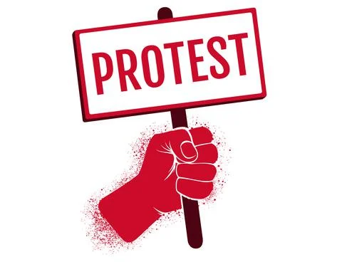 Vector icon of hand holding a poster. Protest. Stock Illustration