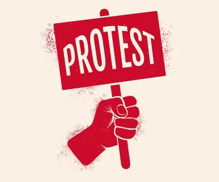 Vector icon of hand holding a poster. Protest. Stock Illustration