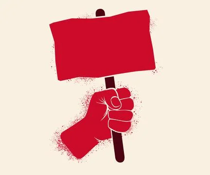 Vector icon of hand holding a poster. Protest. Illustrazione stock