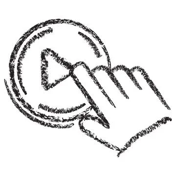 Vector icon of a hand pressing the Play button Stock Illustration