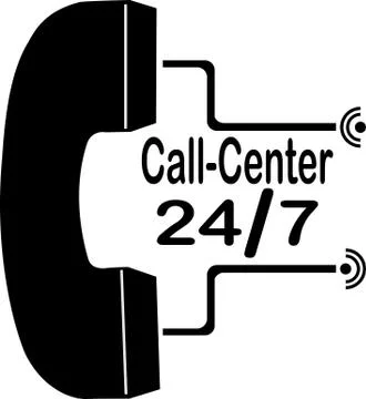 Vector icon with handset and call center working time, 24/7 Stock Illustration