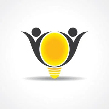 Vector icon of happy people  light bulb stock vector Stock Illustration