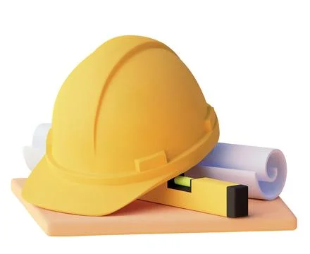 Vector icon. Hardhat and blueprint Stock Illustration