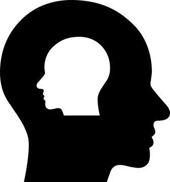 Vector icon of head silhouette in head silhouette as a concept of inner con.. Stock Illustration