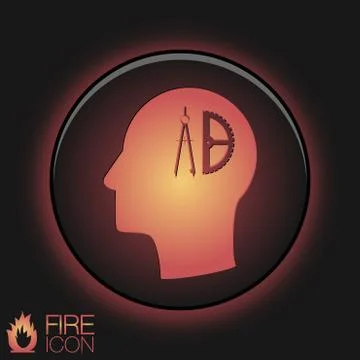 Vector icon head think silhoutte vector man and his mind about compass and pr Stock Illustration