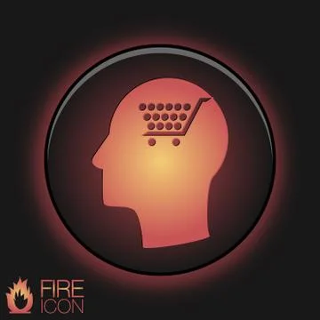 Vector icon head think silhoutte vector man and his mind about cart online st Stock Illustration