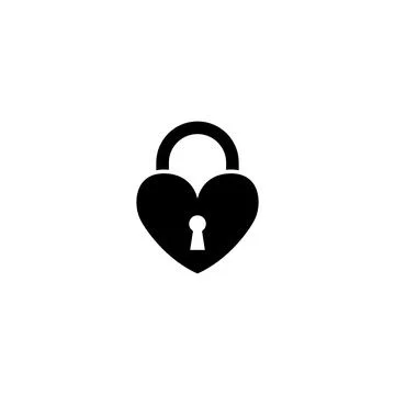 Vector icon of a heart shaped padlock, representing love, security, and com.. Stock Illustration