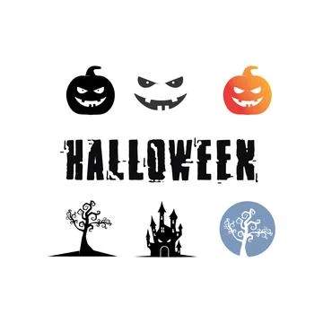 Vector icon for Helloween greeting card and poster party sign Concept illus.. Stock Illustration