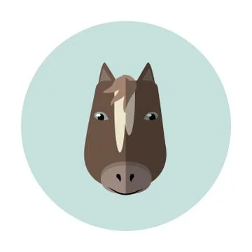Vector icon of horse design on a blue round background. Illustrazione stock
