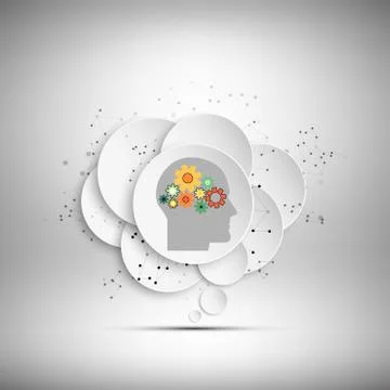 Vector icon of human head with gears Stock Illustration