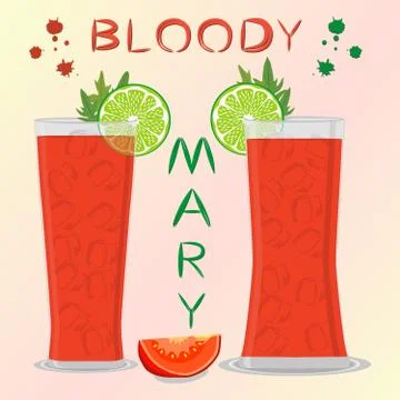 Vector icon illustration logo for alcohol cocktails bloody mary from sliced t Stock Illustration