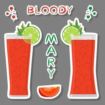 Vector icon illustration logo for alcohol cocktails bloody mary from sliced.. Stock Illustration