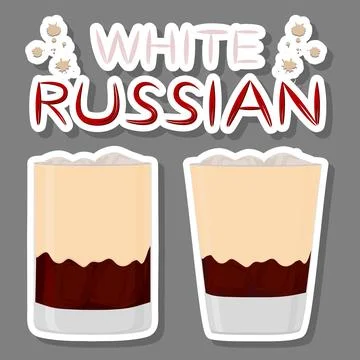 Vector icon illustration logo for alcohol cocktails white russian from coffee Stock Illustration