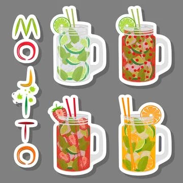 Vector icon illustration logo for alcohol cocktails mojito Stock Illustration
