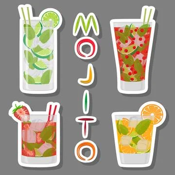 Vector icon illustration logo for alcohol cocktails mojito Stock Illustration