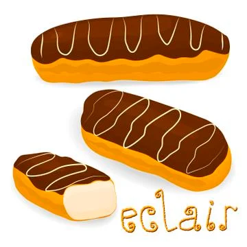Vector icon illustration logo for cake French eclair. イラスト素材