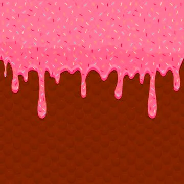Vector icon illustration logo for dripping pink glaze on sweet waffles. 스톡 일러스트