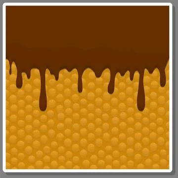 Vector icon illustration logo for falling drip chocolate on sweet waffles. Stock Illustration