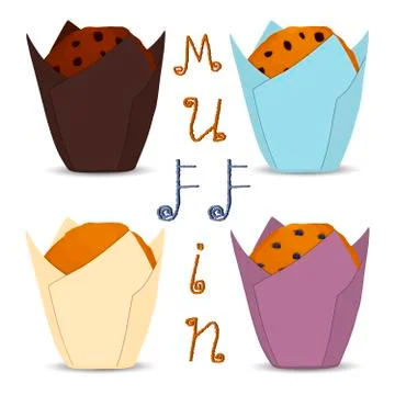 Vector icon illustration logo for set homemade muffin イラスト素材