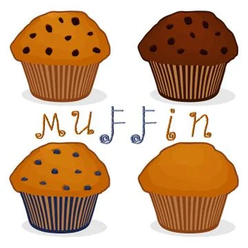 Vector icon illustration logo for set homemade muffin Illustrazione stock