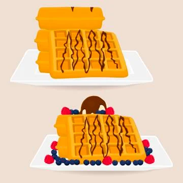 Vector icon illustration logo for set various sweet waffles. 스톡 일러스트