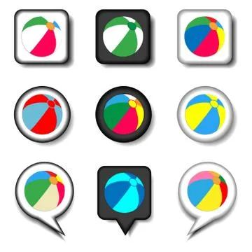 Vector icon illustration logo for set symbols beach ball for playing on the s Stock Illustration