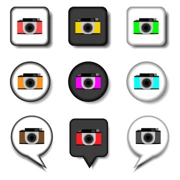 Vector icon illustration logo for set symbols camera with lenses for photo Stock Illustration