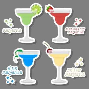 Vector icon illustration logo for set alcohol cocktails margarita Stock Illustration
