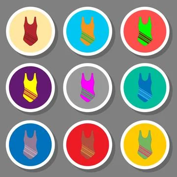 Vector icon illustration logo for set symbols sea suit swimsuit Stock Illustration
