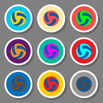 Vector icon illustration logo for set balls for playing volleyball Stock Illustration