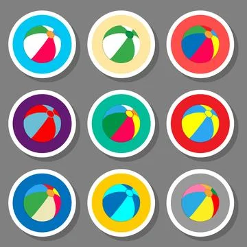 Vector icon illustration logo for set symbols beach ball for playing on the.. Stock Illustration