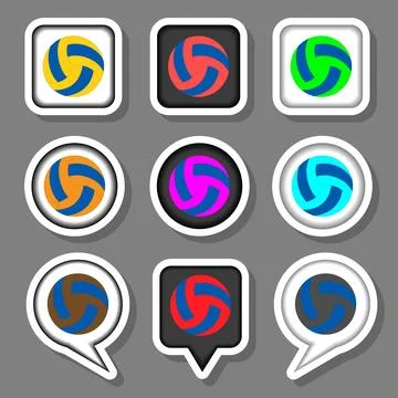 Vector icon illustration logo for set balls for playing volleyball Stock Illustration