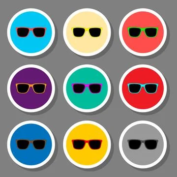 Vector icon illustration logo for set symbols beach sunglasses to the sea Stock Illustration