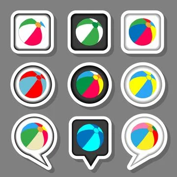 Vector icon illustration logo for set symbols beach ball for playing on the.. Stock Illustration