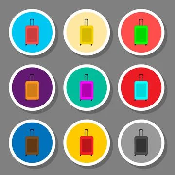 Vector icon illustration logo for set symbols suitcase with luggage for trave Stock Illustration