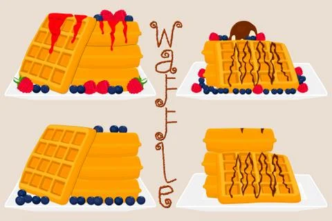 Vector icon illustration logo for various sweet waffles 스톡 일러스트