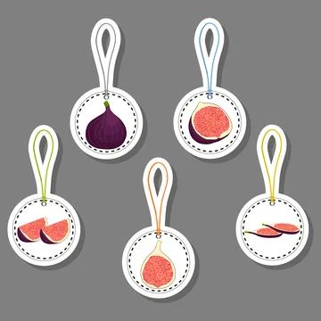 Vector icon illustration logo for whole ripe fruit purple fig Stock Illustration