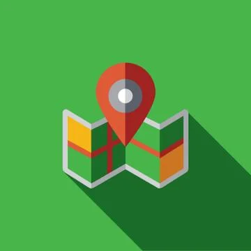 Vector icon illustration with map and geo  in flat design style Stock Illustration