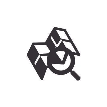 Vector icon illustration with map and magnifying glass in balck color Stock Illustration