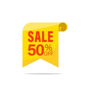 Vector icon illustration, paper scroll flag sale promotion tag poster. Stock Illustration