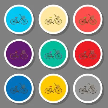 Vector icon illustration for set symbols retro bicycle with basket イラスト素材