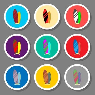 Vector icon illustration for set symbols surfboard Illustrazione stock