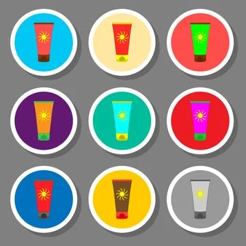 Vector icon illustration for set symbols summer sunscreen from sun Stock Illustration