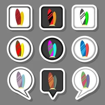 Vector icon illustration for set symbols surfboard Illustrazione stock