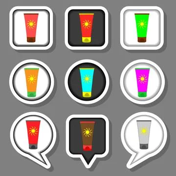 Vector icon illustration for set symbols summer sunscreen from sun Illustrazione stock