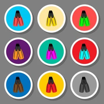 Vector icon illustration for set symbols rubber flippers for sea swimming Illustrazione stock