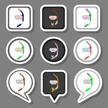 Vector icon illustration for set symbols mask to diving, sea swimming Illustrazione stock